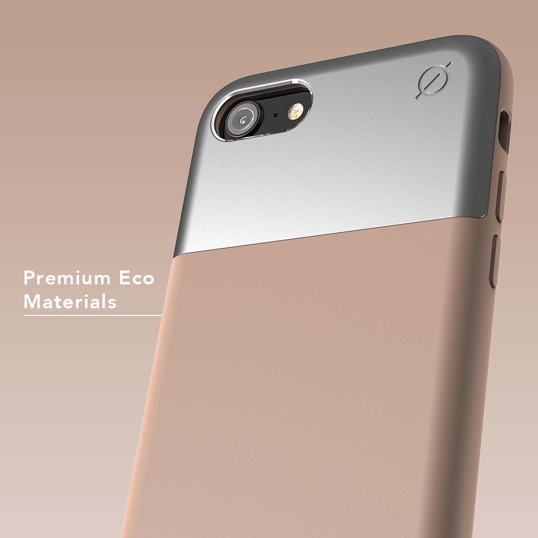 Soft Touch Silicone and Aluminium iPhone SE 8 7 6 Case Eco Slim Protection Atom Studios#color_erbium-pink