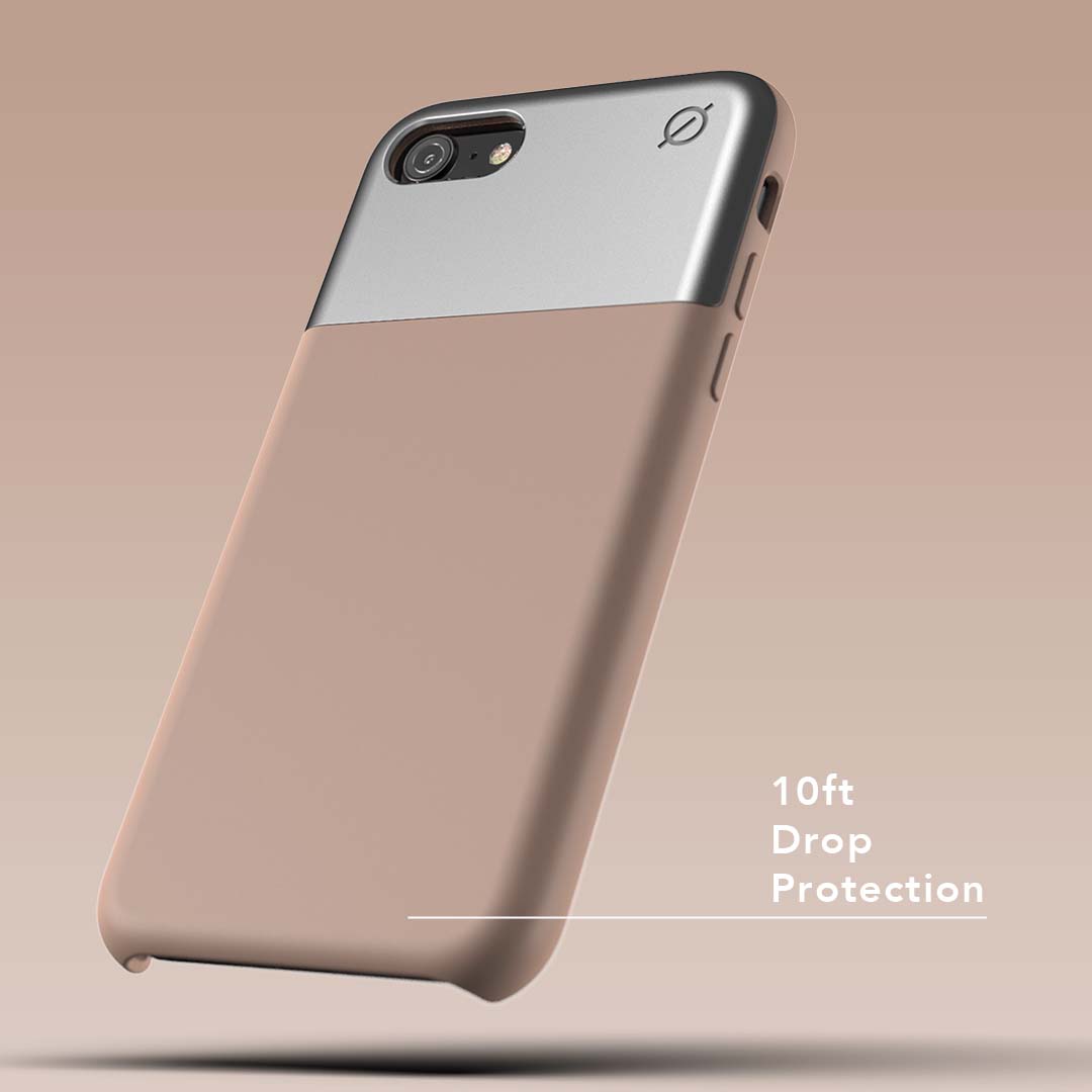 Soft Touch Silicone and Aluminium iPhone SE 8 7 6 Case Eco Slim Protection Atom Studios#colour_erbium-pink