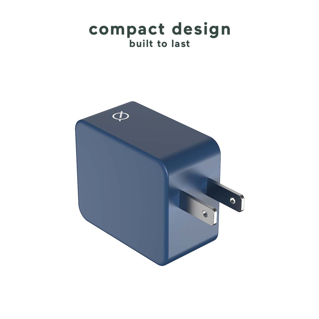 Ultra Fast Charge Dual Port PD USB-C and USB-A US Wall Plug | Atom Studios#color_ink-blue