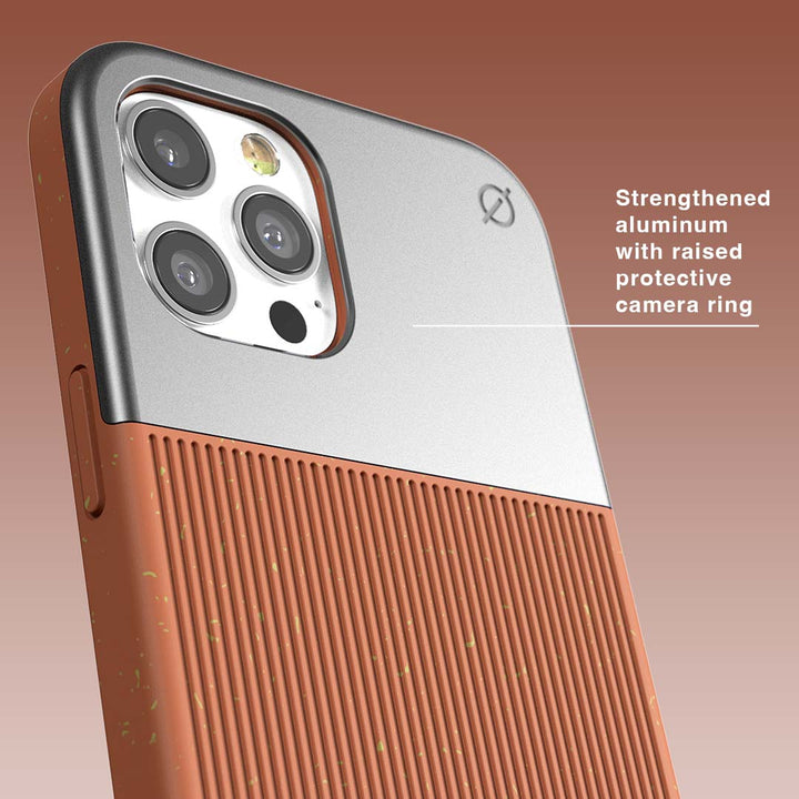 Eco Wood Fibre and Aluminium iPhone 12 Pro Max Case Eco Slim Protection Atom Studios#color_bromine-orange
