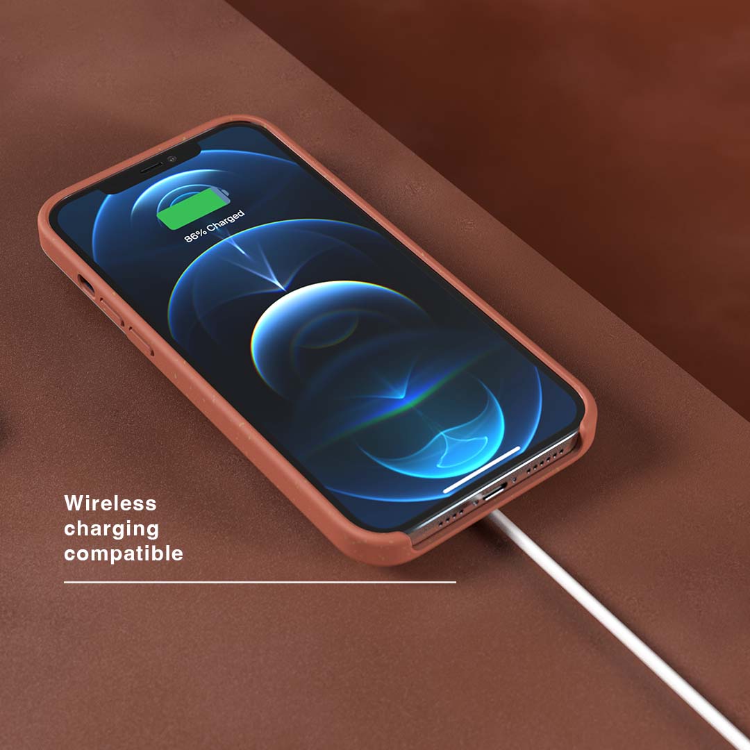 Eco Wood Fibre and Aluminium iPhone 12 Pro Max Case Eco Slim Protection Atom Studios#colour_bromine-orange
