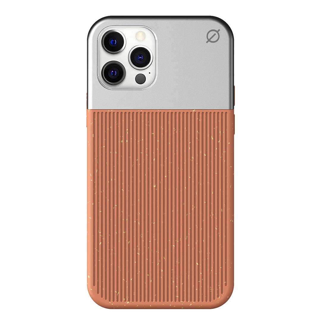 Eco Wood Fibre and Aluminium iPhone 12 12 Pro Case Eco Slim Protection Atom Studios#color_bromine-orange