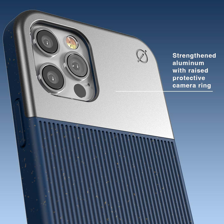 Eco Wood Fibre and Aluminium iPhone 12 12 Pro Case Eco Slim Protection Atom Studios#colour_nitrogen-blue