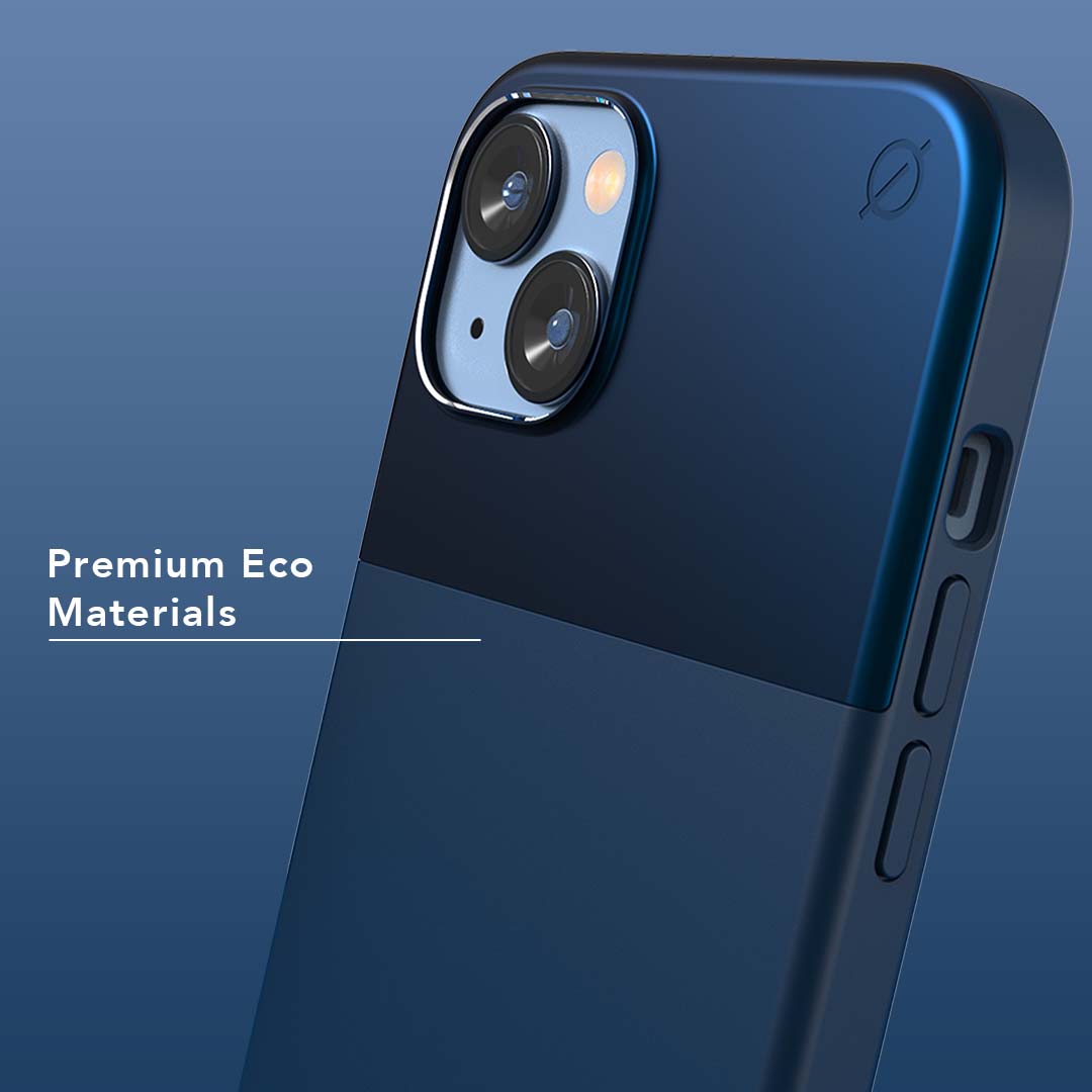 MagSafe Silicone Aluminium iPhone 14 Plus Case Eco Slim Protection Atom Studios#colour_ink-blue