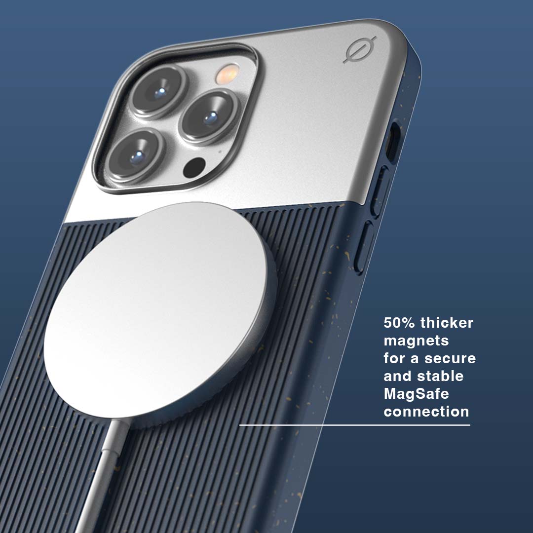 MagSafe Eco Wood Fibre and Aluminum iPhone 14 Pro Max Case Eco Slim Protection Atom Studios#color_ink-blue