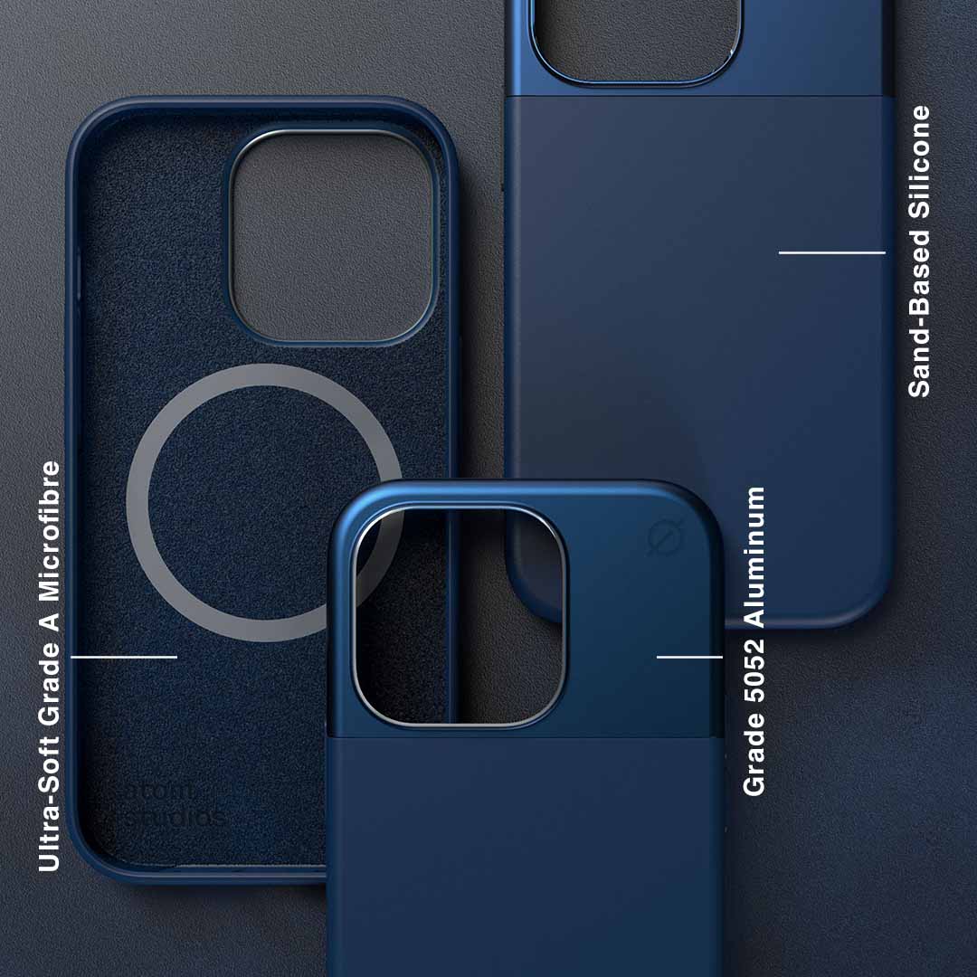 MagSafe Silicone Aluminum iPhone 14 Pro Max Case Eco Slim Protection Atom Studios#color_ink-blue